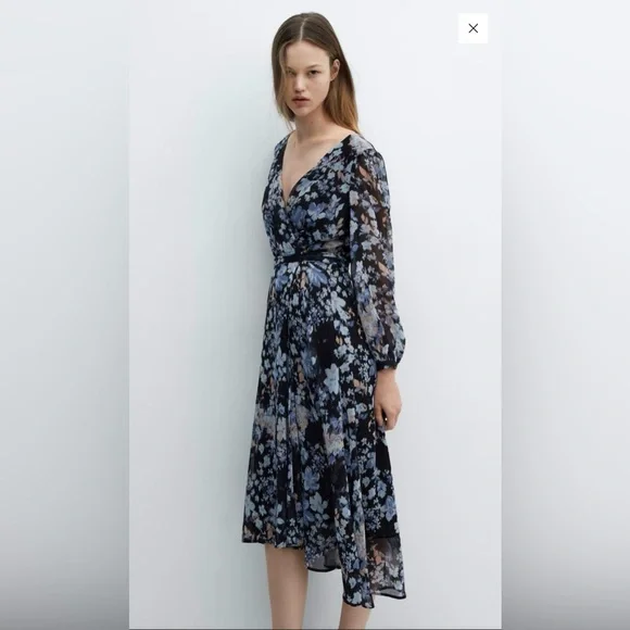 Mango Faux Wrap Midi Dress - Large - Picture 2 of 12